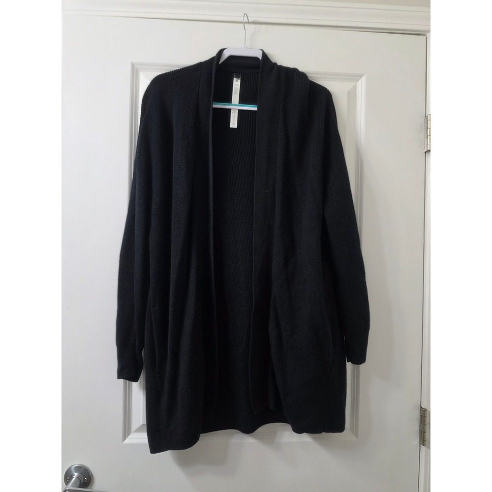 Lululemon Merino Wool Blend Open Front Cardigan Black Size 12